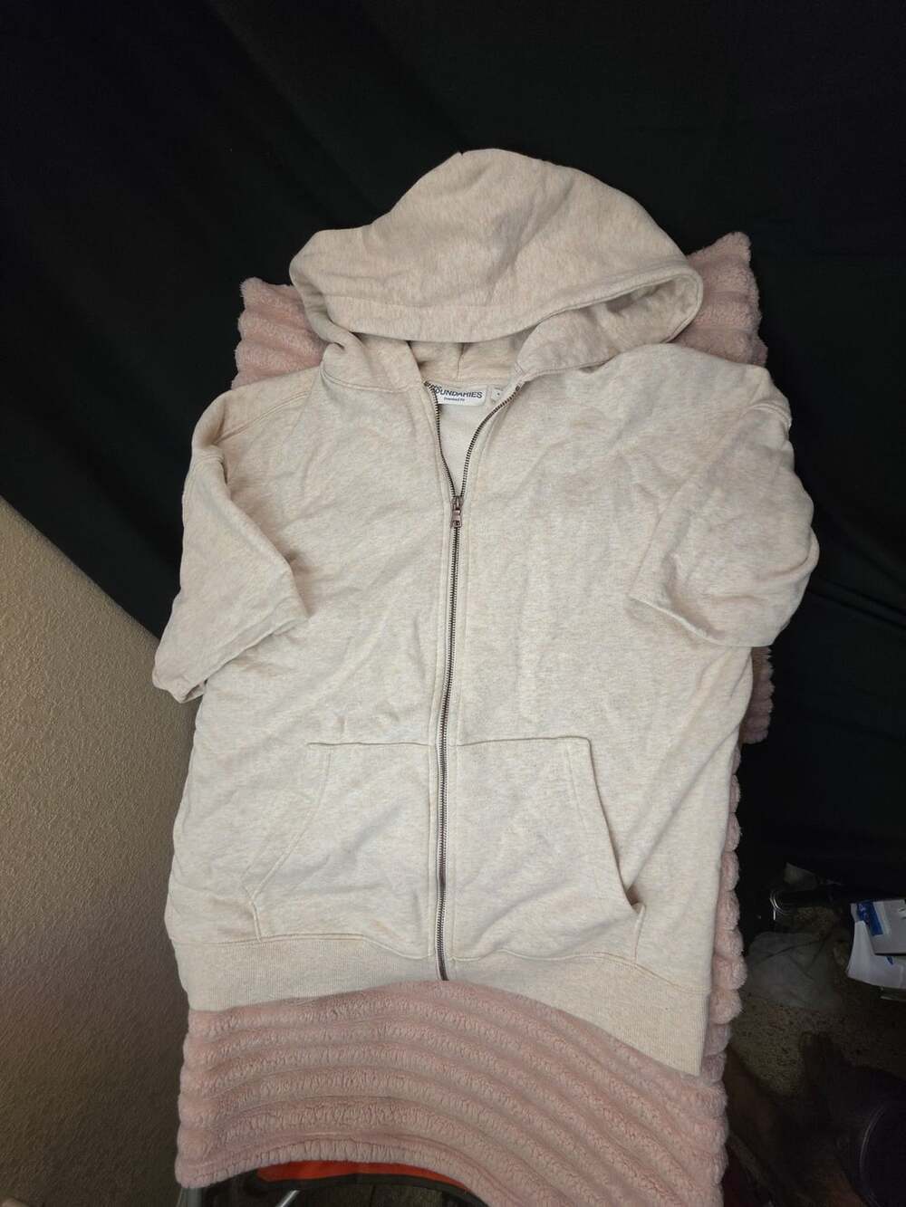 No Boundaries Full Zip Hoodie Size M Cream Oversized